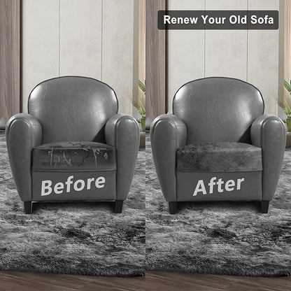 ANARACHON Leather Look Couch Cushion Covers Sofa Seat Slipcovers Sets Couches Furniture Protector for Sectional Armchair Loveseat Pets Kids Stretch Spandex Fabric (1 Cushion Armchair, Light Grey)