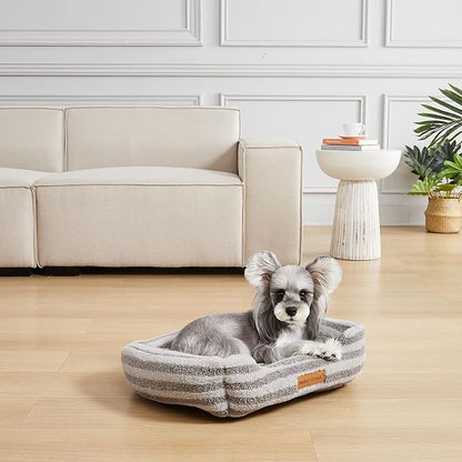 Modern Threads Ultra Soft Plush Pet Bed for Small and Medium Dogs with Elegant Texture and Stylish Design, Removable Washable Cover, Charcoal, (24" L x 20" W x 8" Th)