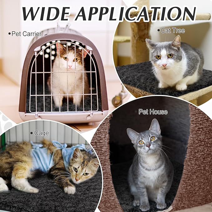 Drydiet 4 Pack Self Warming Cat Pads Self Heating Cat Mat Washable Homeless Dogs Thermal Pads Kennel Pad Reflects Body Heat Warm Crate Bed Mat for Indoor Outdoor Pet(Black,16 x 20 Inch)