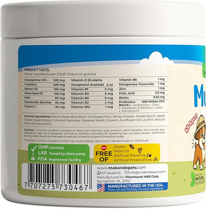 Multivitamin for Dogs 12 in 1 Soft Chews (120) – Dog multivitamin with probiotics + Digestive enzymes, Skin & Coat Support, Immune Defense & Gut Health, Cranberry Urinary Support