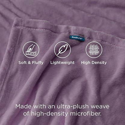 Bedsure GentleSoft Fleece Throw Blanket for Couch Fog Purple - Lightweight Plush Fuzzy Cozy Soft Blankets and Throws for Sofa, 50x60 inches