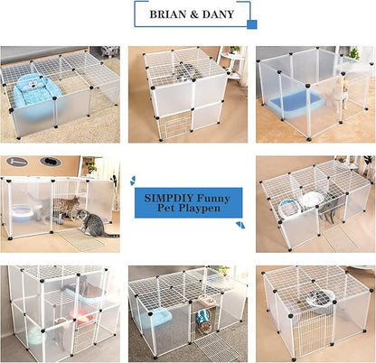 BRIAN & DANY Pet Playpen Indoor, Small Animal for Kitten Playpen, Guinea Pig Hedgehog Cages, Play Pen for Hamster Rabbit Bunny Clear Enclosure Fence, 13.8 X 13.8 inches, 28 Panels