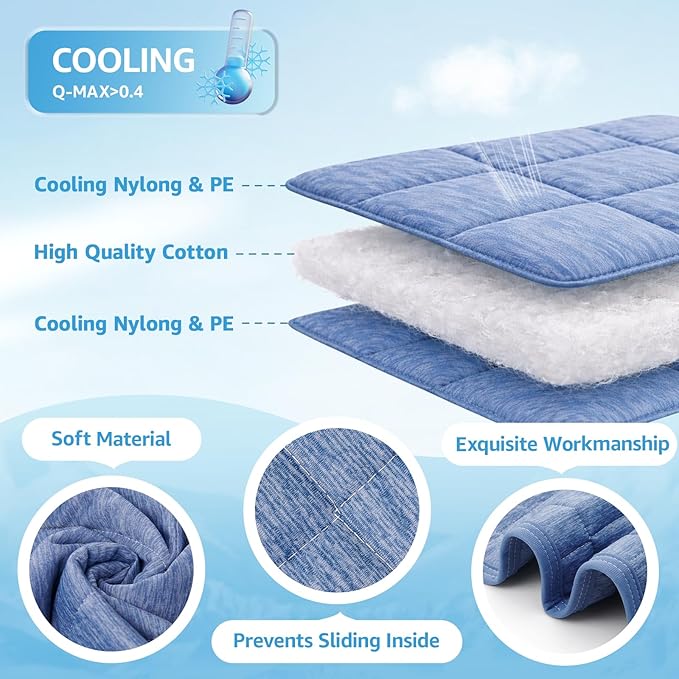 PICK FOR LIFE Cooling Blanket for Dogs, 0.4 Q-MAX Pets Cooling Comforter Throw for Bed Cover, Summer Blanket for Large Dogs Washable, Soft Lightweight Cold Mats for Pet Hot Weathe, 43"×55"/Deep Blue