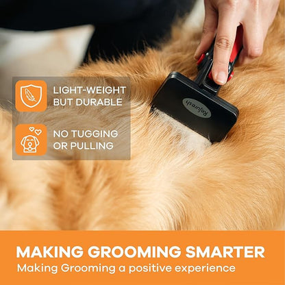 Deshedding Dog Brush for Long Hair (Small,Red) – Gentle Deshedding Tool for Dogs & Cats – Reduces Shedding, Without damaging Topcoat. Removes Loose Fur & Dead Undercoat.