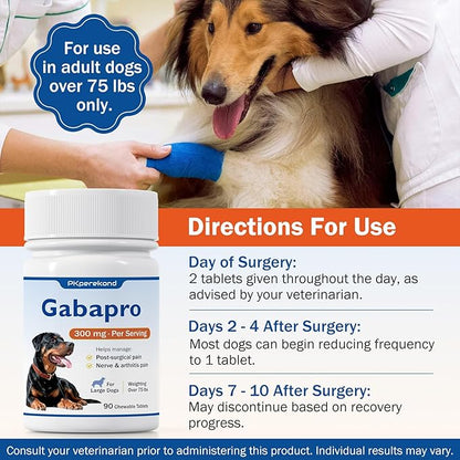 Gabapro for Large Dogs 300mg, Relieves Post-Surgical Discomfort, Dog Pain Relief, Joint Support, Over 75 lbs, 90 Tablets