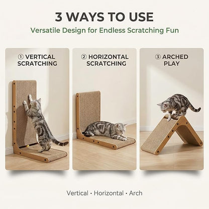 L Shaped Cat Scratcher for Indoor Cats, Cat Scratching, Cat Scratch Pad, 26.8 Inches Tall Scratching Post with Sturdy Base, Durable Cat Scratch Pad for Kittens & Adults, Furniture Protector