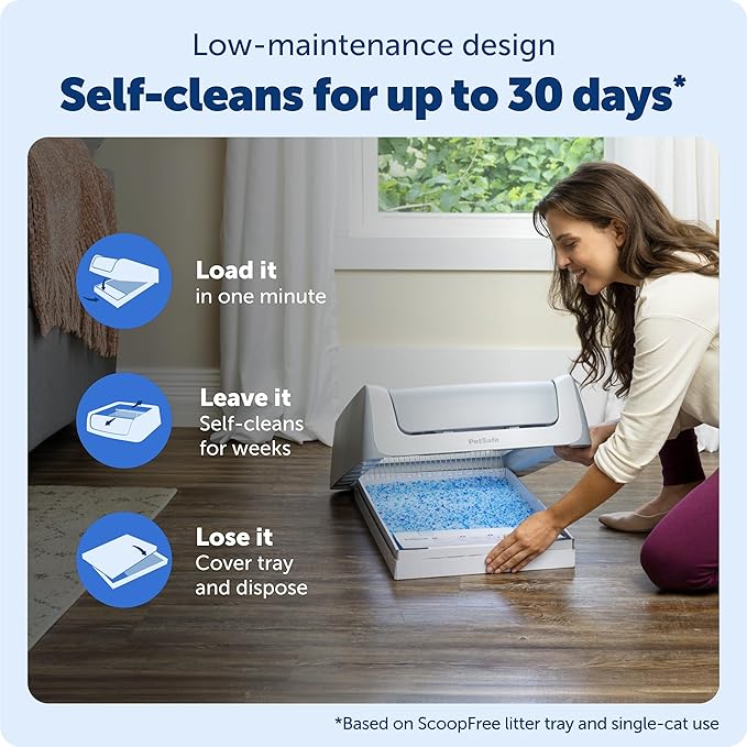 PetSafe Legacy ScoopFree Crystal Pro Self-Cleaning Automatic Cat Litter Box - Front-Entry Motion-Sensing Cat Box with Integrated Health Counter - Includes 1 Disposable Crystal Litter Tray