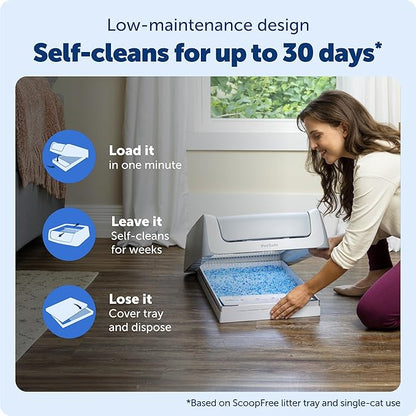PetSafe Legacy ScoopFree Crystal Pro Self-Cleaning Automatic Cat Litter Box - Front-Entry Motion-Sensing Cat Box with Integrated Health Counter - Includes 1 Disposable Crystal Litter Tray