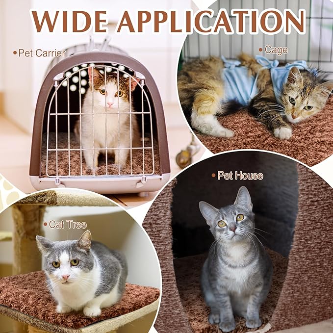 Drydiet 4 Pack Self Warming Cat Pads Self Heating Cat Mat Washable Homeless Dogs Thermal Pads Kennel Pad Reflects Body Heat Warm Crate Bed Mat for Indoor Outdoor Pet(Brown,16 x 20 Inch)