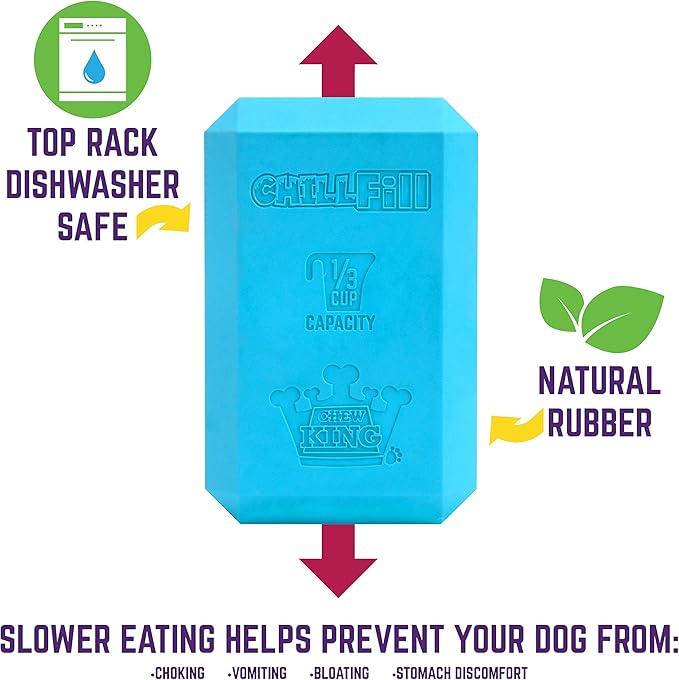 Chew King Premium Treat Dog Toy, Large, Extremely Durable Natural Rubber Fillable Toy Collection, Frozen Feeding