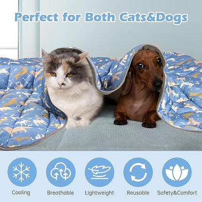 Dog Cooling Mat,Cat Self Cool Ice Pad,Lightweight Pet Cooling Pads Blanket Bed Cover,Puppies Summer Cool Tech Fabric,Washable Dog Sleeping Mat for Home & Outdoor,Keep Cool for Pets