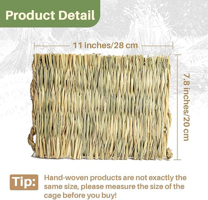 Sukh 3 PCS Rabbit Grass Mats - Natural Hay Woven Bunny Rabbit Bad Cage Mats Pet Bedding Cooling Sleeping Nesting & Toys for Hamster Bunny Chinchilla Guinea Pig Mouse Bird and Other Small Animals