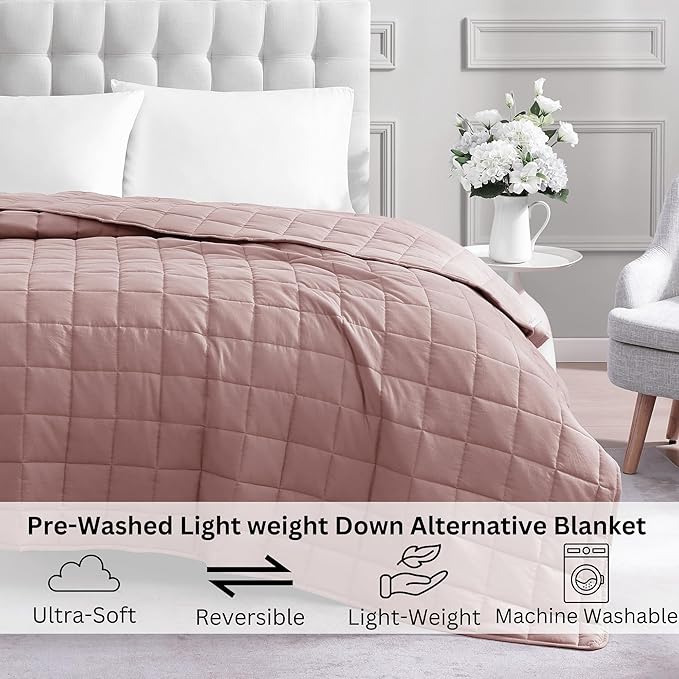 Casa Platino Soft Quilted Microfiber Down Alternative All Season Bed Blanket - Sepia Rose