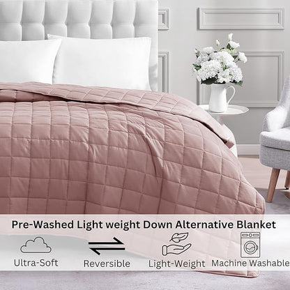 Casa Platino Soft Quilted Microfiber Down Alternative All Season Bed Blanket - Sepia Rose