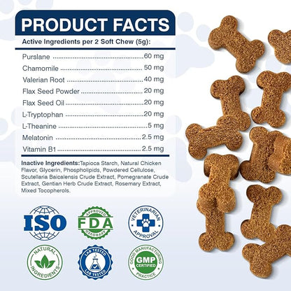 2 Pack Calming Chews for Dogs 300 Count with Melatonin Dog Anxiety Chews Stress Relief Sleep Treats Extra Strength Calming for All Dogs-Fireworks Thunder Barking Separation Vet Approved Chicken Flavor