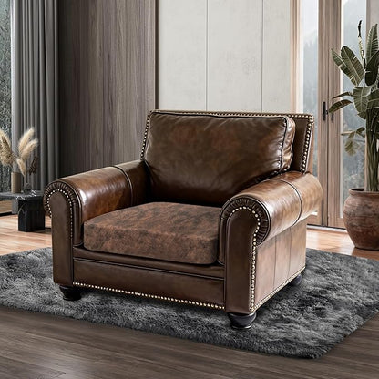 ANARACHON Leather Look Couch Cushion Covers Sofa Seat Slipcovers Sets Couches Furniture Protector for Sectional Armchair Loveseat Pets Kids Stretch Spandex Fabric (1 Cushion Armchair, Dark Brown)