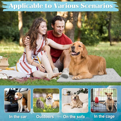 Dog Cooling Mat for Extra Large Dogs & Cats, Q-MAX>0.4 Breathable Cooling Crate Pad Indoor for Pet with Chill Cool Fiber, Portable Waterproof Washable Self-Cooling Pad in Outdoor Summer 36"×23"