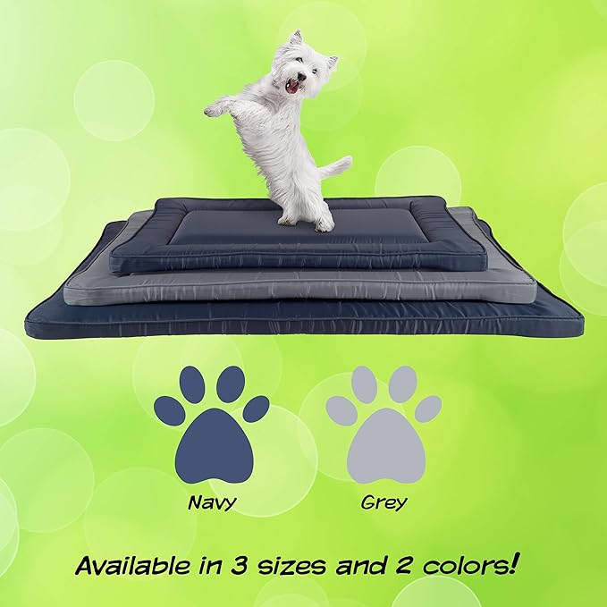 PETMAKER Waterproof Dog Bed - 38.75x25 Large Dog Bed with Raised Edge - Easy-to-Clean Multi-Purpose Crate Mat for Home and Car Travel (Gray)