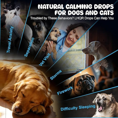 Cat Melatonin Natural Calming Liquid - 60ML Calming Drops for Dog for Anxiety & Stress Relief - Separation, Thunder, Fireworks Support - Calming Pet Supplement for Small Large All Breeds