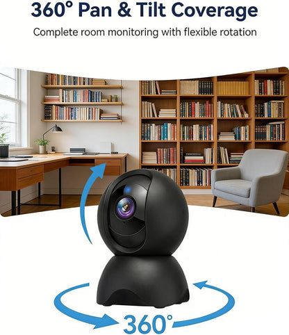 5G Indoor Security Camera, 2K Pet Camera with Phone App, 360° PTZ Cameras for Home Security Dual-Band WiFi6, 2-Way Audio, Cloud/SD Card Storage, Motion Detection, 2 Pack