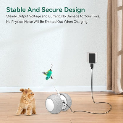 FITE ON USB Wall Charger for Cat Toys, Power Adapter Compatible with Potaroma Cat Toys 3in1, Potaroma Cat Laser Toys 4in1 Fluttering Butterfly Power Supply Cord Cable UL Listed