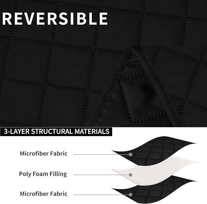 Easy-Going Oversized Recliner Sofa Cover, Reversible Couch Cover for 3 Seat Recliner, Split Sofa Cover for Each Seat with Elastic Straps for Kids, Dogs, Pets (3 Seater, Black/Black)