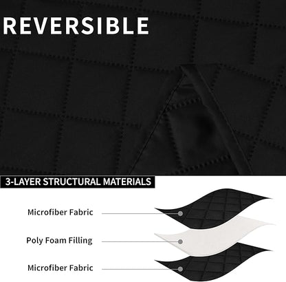 Easy-Going Oversized Recliner Sofa Cover, Reversible Couch Cover for 3 Seat Recliner, Split Sofa Cover for Each Seat with Elastic Straps for Kids, Dogs, Pets (3 Seater, Black/Black)