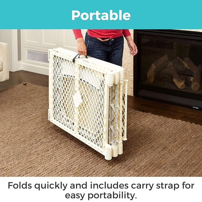 Toddleroo by North States - Superyard Ultimate Play Yard: Freestanding 6-Panel Baby Playpen with Door - Indoor or Outdoor Use - Made in USA - Encloses Up to 18.5 Square Feet - 26 Inches Tall - Ivory
