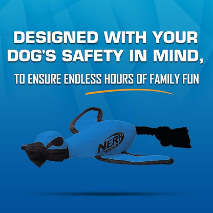 Nerf Dog Large Nylon Launching Duck with Interactive Design, Blue (3473), for All Breed Sizes