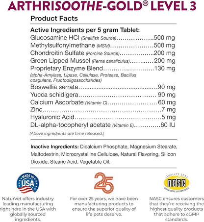 NaturVet Time Release ArthriSoothe Gold Tablets, 90 Pills