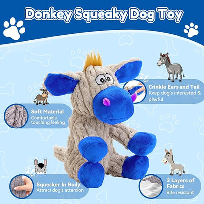 loncoldy Squeaky Dog Toys, Plush Chew Toys for Dogs, Crinkle Interactive Squeaky Stuffed Dog Toy for Small Medium Large Breeds, Dog Toy to Keep Them Busy, Pet Toys for Dogs