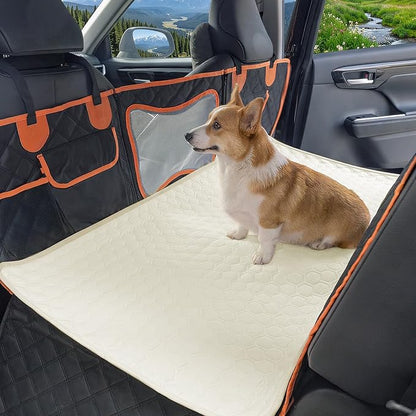 Soulbond Backseat Dog Cooling Mat for Cars - 24.5"x52" Washable Back Seat Self Cooling Pad for Cat & Puppy, QMAX>0.3, Non-Slip Cold Pet Bed Backseat Extender for Cars, SUVs, Trunks, Pearl White