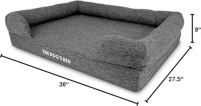 The Dog’s Bed Orthopedic Memory Foam Dog Bed with Bolsters for Large Dogs, Waterproof Washable Cover, Anti-Slip Base, Calming Surface – CertiPUR-Certified Foam, Largeinen Fabric, Grey Linen, Large