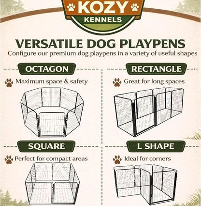 Indoor Dog Playpen - 40 inch, 16 Panels for Small and Puppy Size Dogs - Heavy Duty Metal Portable Pet Fence with Black Anti-Rust Coating - Play Pen w/Extra Wide Gate