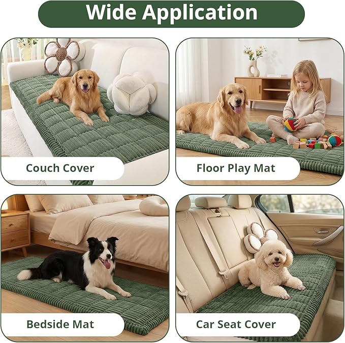 OstepDecor Washable Couch Cover for Dogs, Thick Pet Friendly Sofa Covers, Soft Couch Protector, Paw Cart Sofa Slipcovers, Cushion Protector for Leather, Sectional, Loveseat (27.6" x 59", Green)