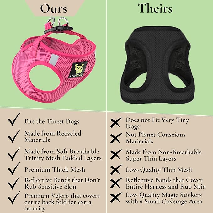 EcoBark Rapid Fastener Super Comfort Fully Adjustable Double Padded Step in Dog Harness (Medium, Pink)