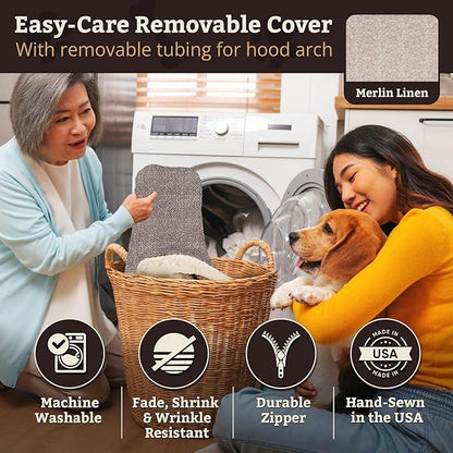 Snoozer Pet Products Luxury Rectangle Cozy Cave Dog Bed with Microsuede, Showdog Collection, Medium, Merlin Linen