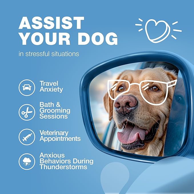 Hemp Calming Chews for Dogs Anxiety - Dog Calming Treats with Melatonin, Valerian Root, Chamomile Extract & Vitamin B Complex - Canine Chews for Vet Visits, Grooming, Travel, Thunderstorms, Fireworks