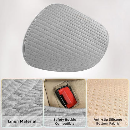 Gray Back Seat Cover, Car Back Seat Cover for Cars Truck SUV, Rear Seat Covers with Storage Pocket, Linen Bottom Backseat Cover for Most Vehicles-Gray,1 Pcs