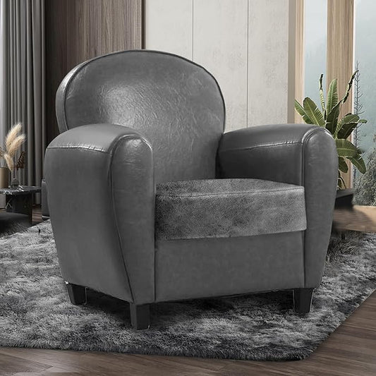 ANARACHON Leather Look Couch Cushion Covers Sofa Seat Slipcovers Sets Couches Furniture Protector for Sectional Armchair Loveseat Pets Kids Stretch Spandex Fabric (1 Cushion Armchair, Light Grey)