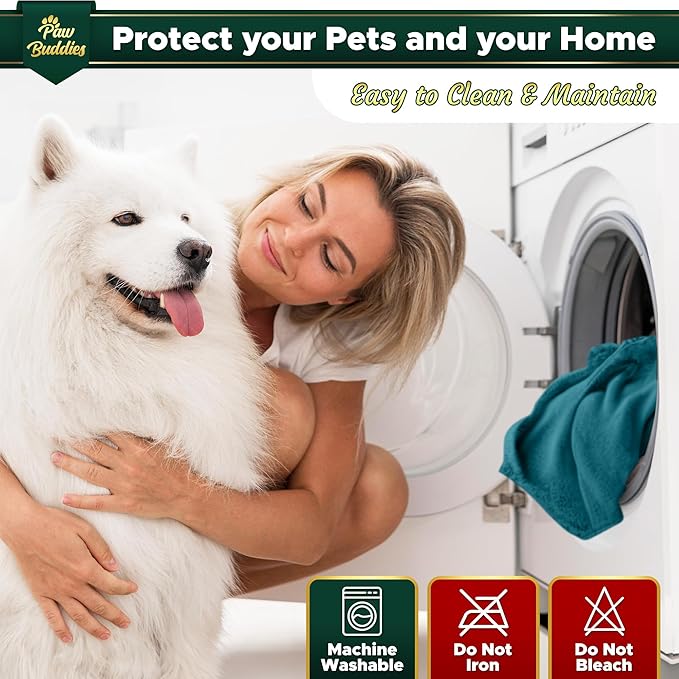 Paw Buddies Premium Waterproof Blanket 80"x90" Velvet-Feel Reversible Throw – Leakproof, Machine Washable Bed & Sofa King Size Protector for Couples, Pets & Travel + Bonus Small Blanket