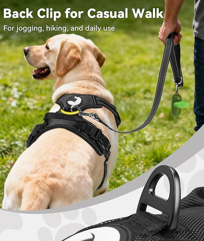 Joytale No Pull Dog Harness Medium Sized Dog, Reflective Pet Vest with Front Clip, Adjustable Soft Padded Harnesses with Easy Control Handle for Training and Walking, Black, M