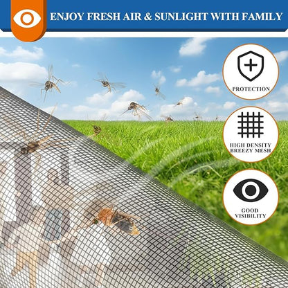 Customizable Pet Proof Window Screen Replacement White, Best Vinyl Coated Polyester Dog Cat Resistant Heavy Duty, Mesh Net Netting Curtain Wire Good Repair for Patio/Porch/Sliding/DIY/Big Pets Owners