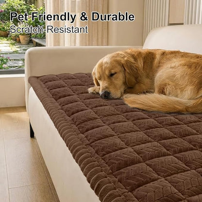 Smiry Non Slip Couch Covers for Dogs, Fuzzy Pet Couch Covers for 3 Cushion Sofa Pet Friendly, Soft Sofa Slipcovers Cushion Furniture Protector Washable (Brown, 27.6" x 88")