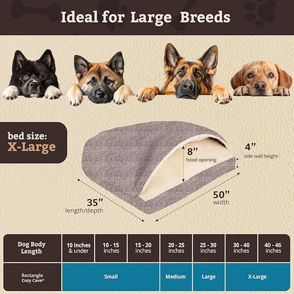 Snoozer Pet Products Luxury Rectangle Cozy Cave Dog Bed with Microsuede, Showdog Collection, Extra Large, Merlin Linen