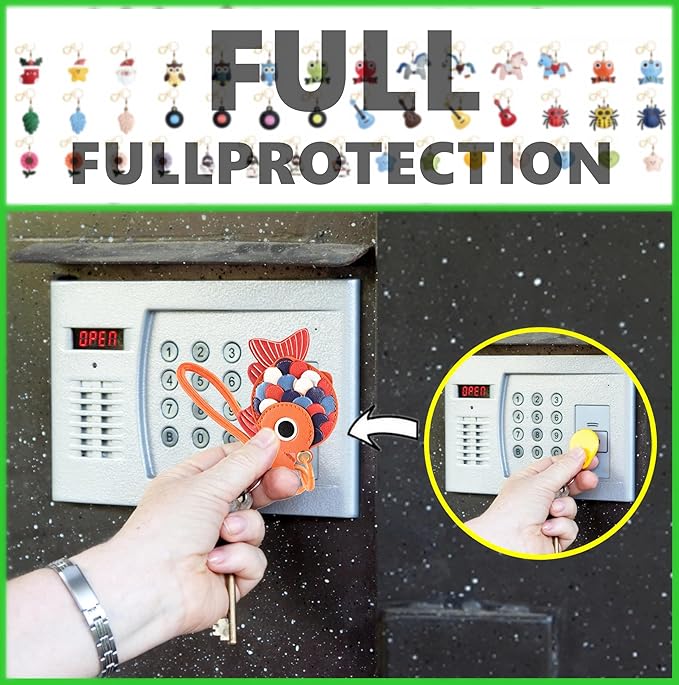 Leather Keychain Holder Case Compatible with AirTag,Cute Protective Cover with Keyring and Lanyard,Anti-Scratch Finder GPS Tracker Case for Wallet Keys,Bag,Pets,Backpack(Red Fish)