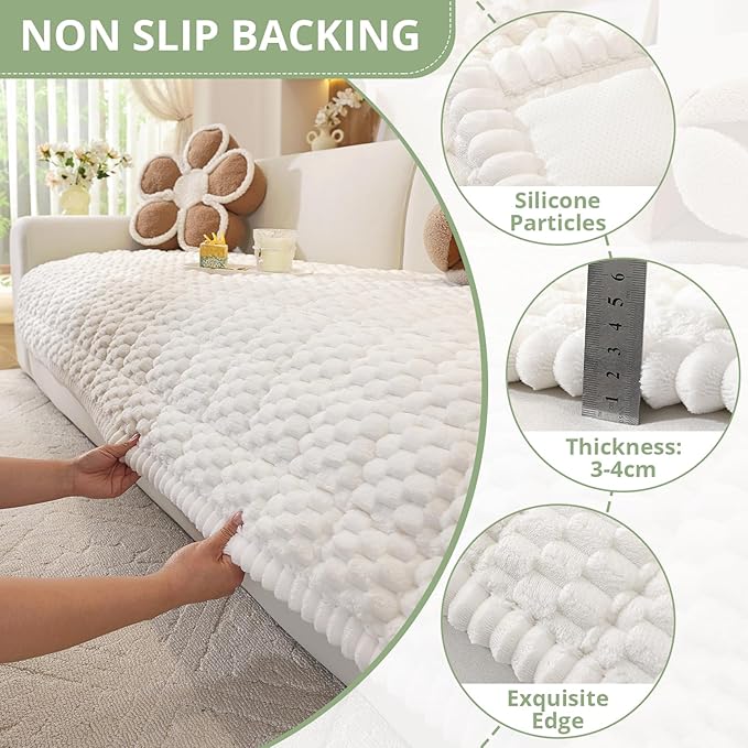 OstepDecor Washable Couch Cover for Dogs, Thick Pet Friendly Sofa Covers, Soft Couch Protector, Paw Cart Sofa Slipcovers, Cushion Protector for Leather, Sectional, Loveseat (27.6" x 27.6", White)