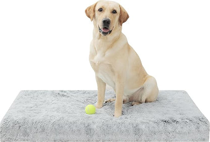 Dog Bed, Dog Crate Pad with Removable Washable Pet Mat Cover, Non-Slip Bottom, Waterproof Orthopedic Dog Beds for Large/Medium/Small Dogs (L(36''x27''x3''), Grey)