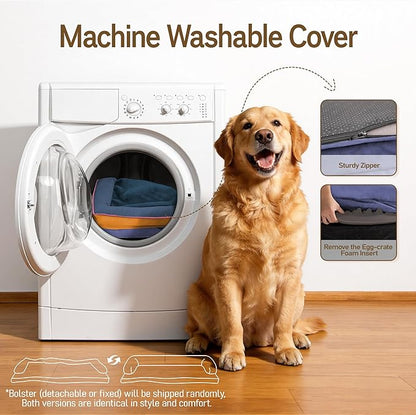 Comfort Expression Large Dog Bed Washable - XL Orthopedic Dog Beds Waterproof with Washable Removable Cover, Non-Slip Pet Couch Memory Foam Sofa, 42 x 30