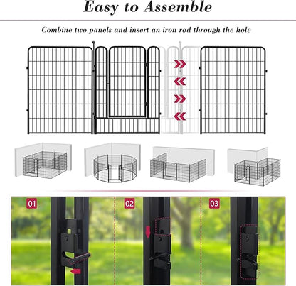 Dog Playpen 40 inch 22 Panels Indoor Outdoor Dog Pen for Large/Medium/Small Dogs Heavy Duty Metal Dog Fence Outdoor for Yard, Puppy Playpen with Door Portable Pet Fence for RV Camping Yard